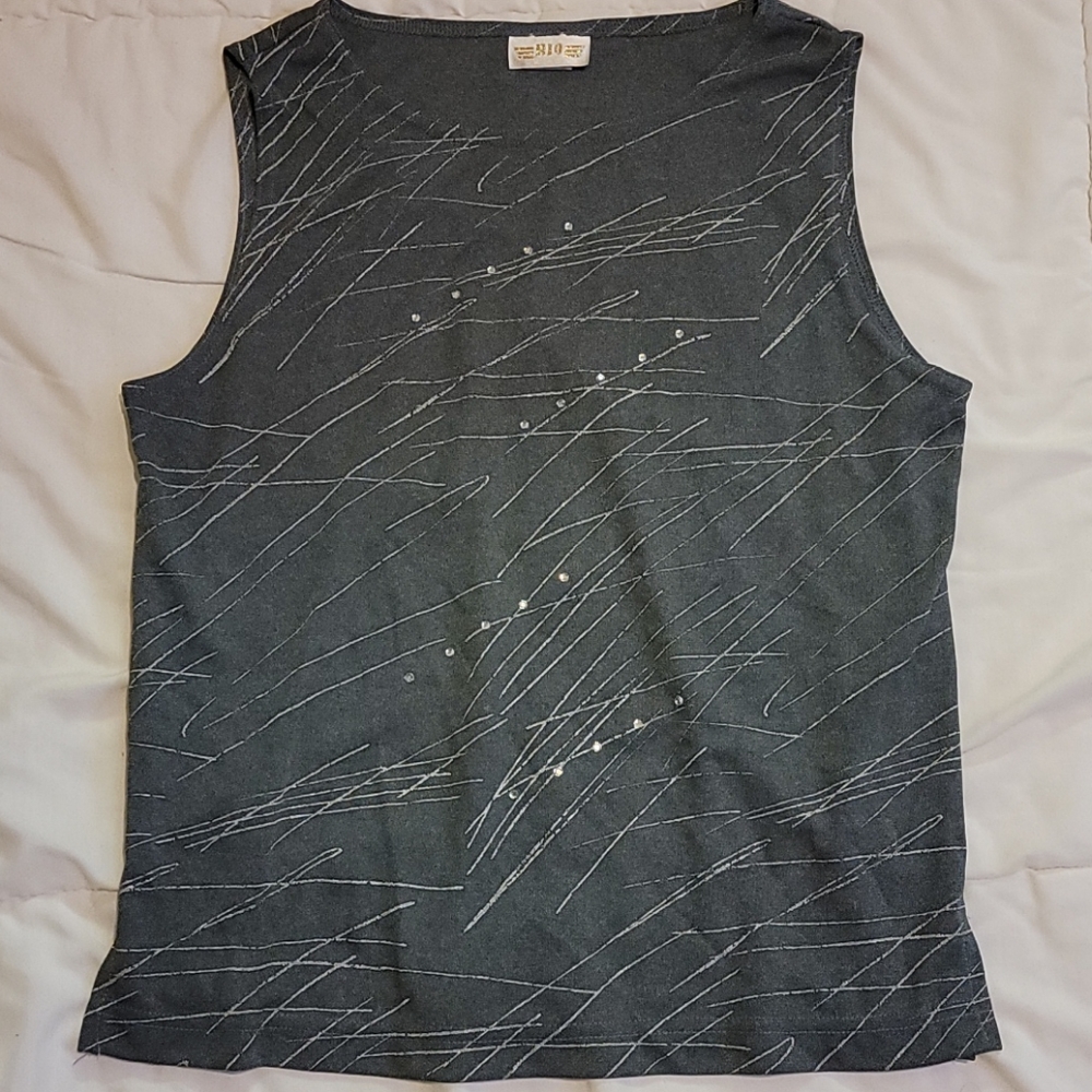 Medium Grey with Silver Design and Sequins Blouse